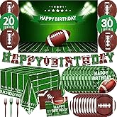 Football Party Supplies,Football Plates and Napkins Tablecloth Backdrop Balloon for Football Birthday Party Decorations Football Game Day Tailgate Party Decorations, Serve 25