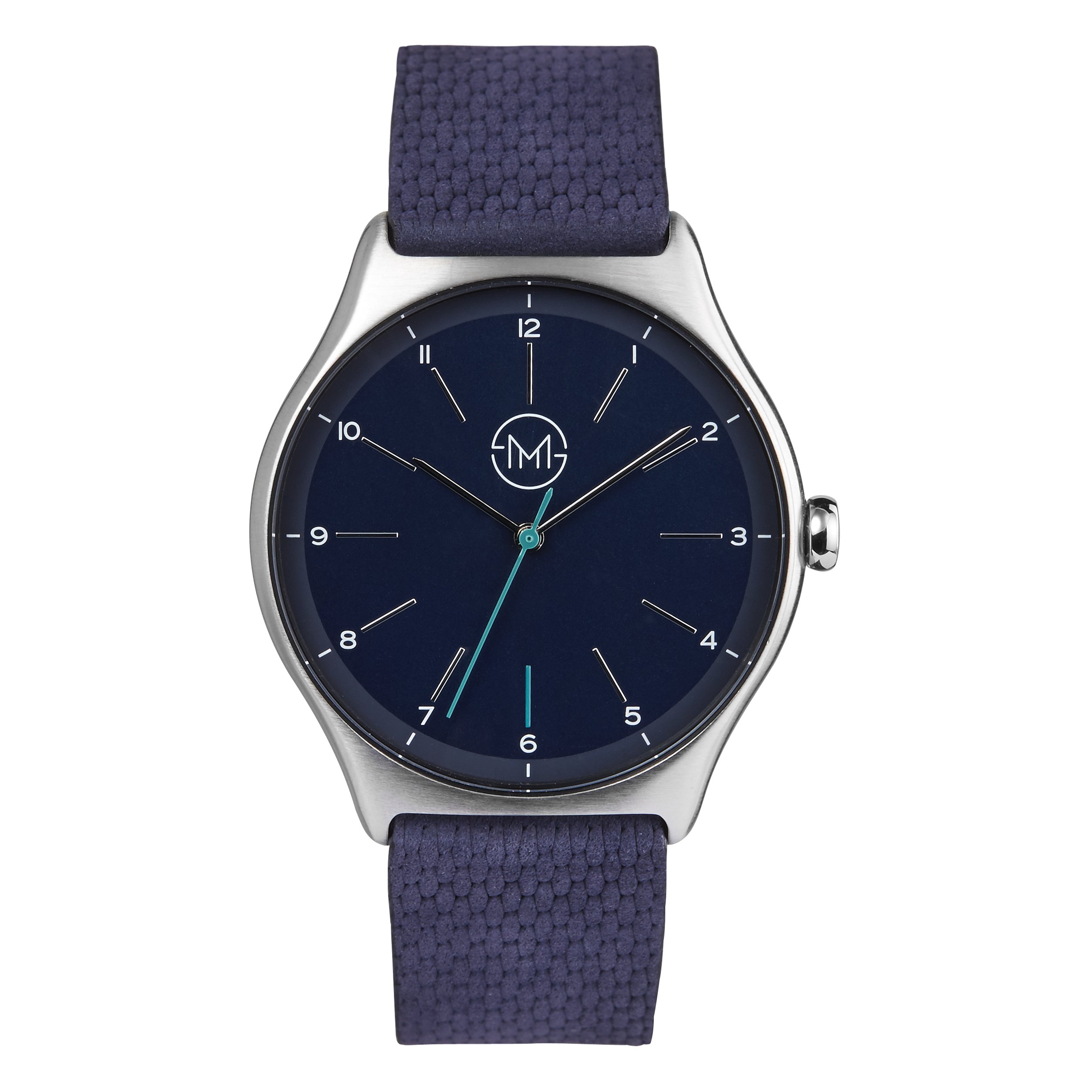 slim made one 11 - Silver Case, Blue Dial, Blue Leather