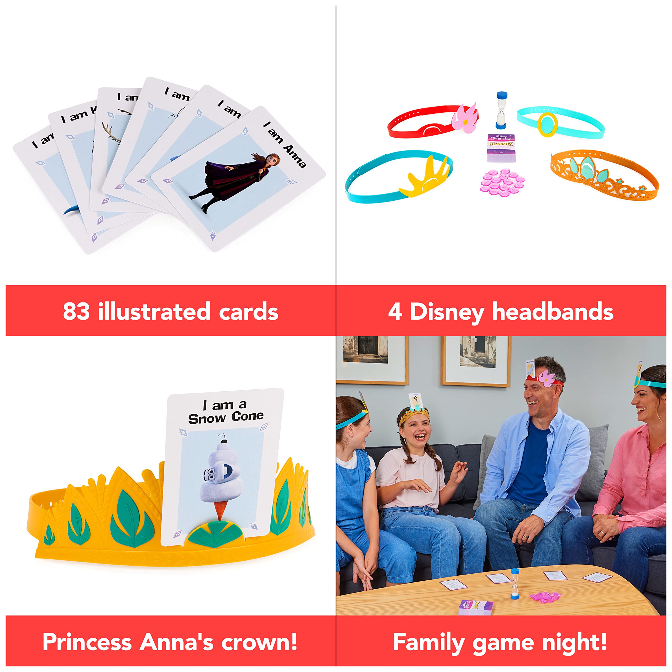 Hedbanz Disney Princess Game with Hedbanz Frozen Game 2-Pack Bundle, Classic Question Game for Kids and Families, Ages 6 and up, Amazon Exclusive