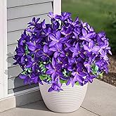 Artificial Plants Flower for Outdoors 4 Bundles Artificial Silk Flowers Fake Spring Flowers Indoor Outside Plastic plants Purple Faux Azalea Flower for Garden Porch Window Box Decoration (Purple)