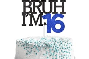 BRIKABIA Bruh I'm 16 Cake Topper, Happy 16th Birthday Decorations for Boy, Funny 16th Birthday Cake Topper Birthday Party Decoration Supplies