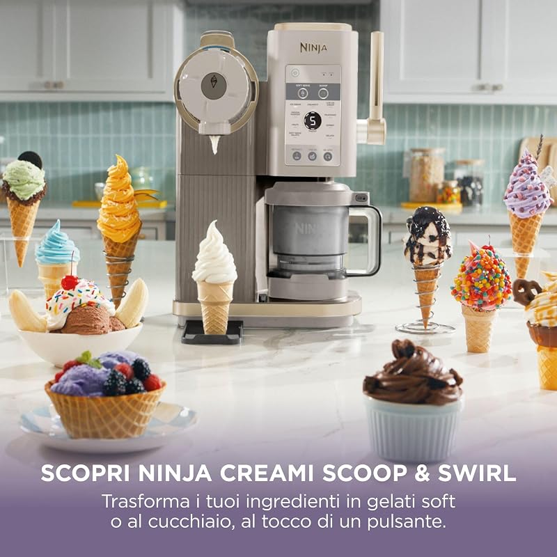 CREAMi Scoop & Swirl, Gelatiera con 13 Programmi, Oro Chiaro