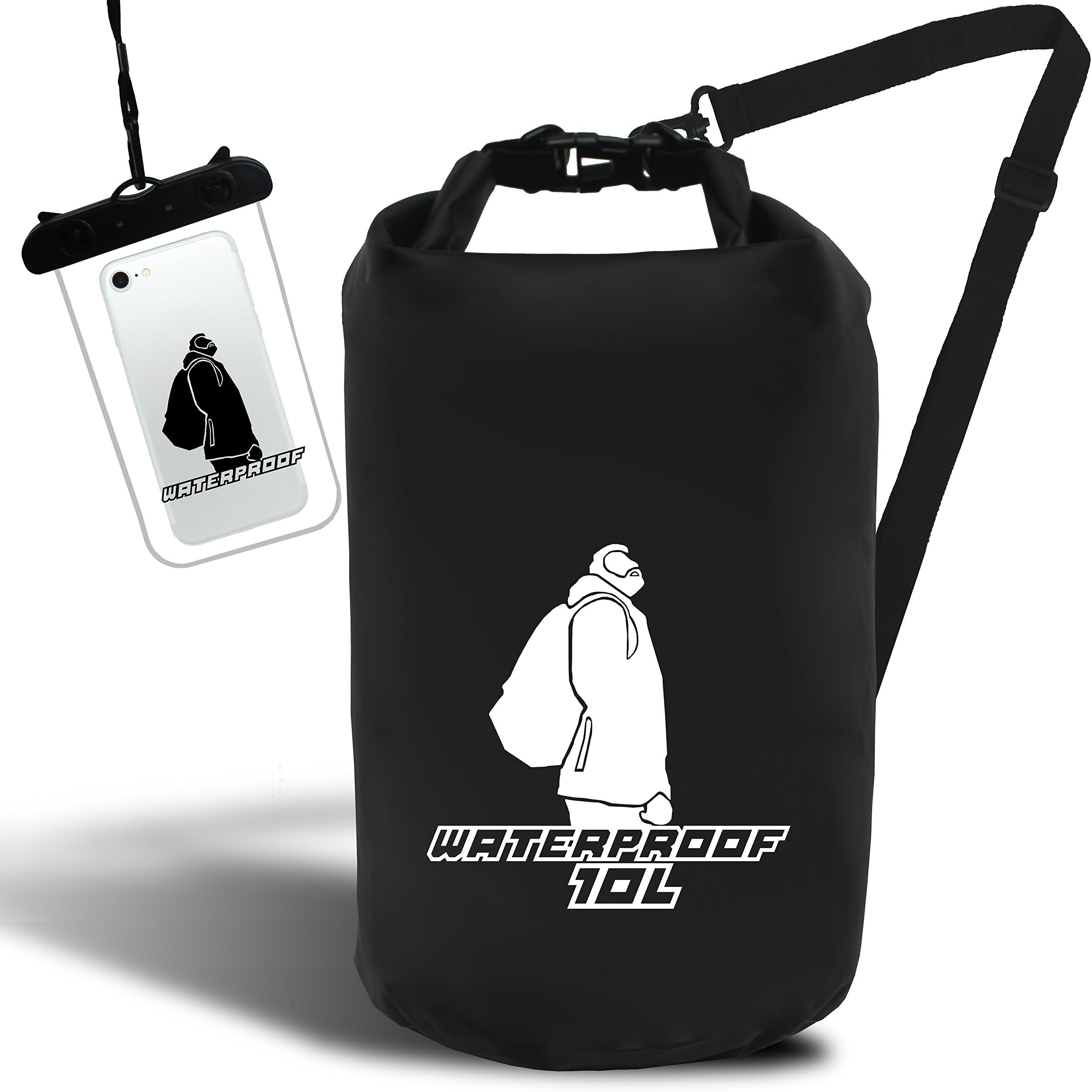 Premium Quality Waterproof Dry Bag / Sack with FREE IPX8 Phone Pouch and Adjustable Shoulder Strap, Perfect for Kayaking / Rafting / Boating / Camping / Fishing / Swimming / Snorkelling / Snowboarding