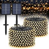 Solar String Lights 2 Pack Total 66FT 200LED Solar Fairy Lights Outdoor Waterproof 8 Modes Twinkle Solar Lights for Patio, Garden Yard Party Wedding Tree Christmas Halloween Decoration, Warm White