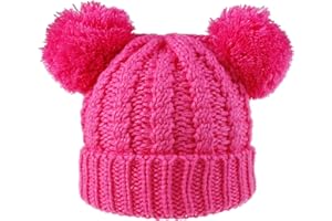 Urban Virgin Baby Girl Kids Hats Infant Toddler Beanies Cable Knit Pom Pom Ears Winter Cap Hats for Girls 1-5 Years
