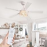 Farmhouse Ceiling Fans with Light, 48 Inch Bedroom Ceiling Fan with Lights, 6-Speed Adjustable, Quiet and Reversible DC Motor