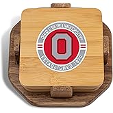 The Memory Company Officially Licensed NCAA Wood Inlay Coaster Set - 4-Pack Handcrafted Drink Coasters with Holder, Premium Sports Fan Home Bar Accessories, Official Team Logo Collection