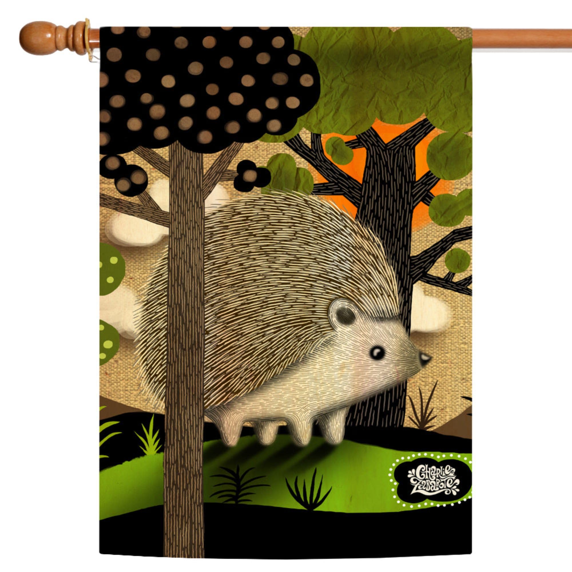 Toland Home Garden 1010382 Happy Hedgehog Hedgehog Flag 28x40 Inch Double Sided Hedgehog Garden Flag for Outdoor House Flag Yard Decoration