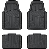 Amazon Basics 4-Piece Premium All-Season Anti-Slip Rubber Floor Mats, All Weather Protection for Cars, SUVs and Trucks, Universal Trim to Fit, Black