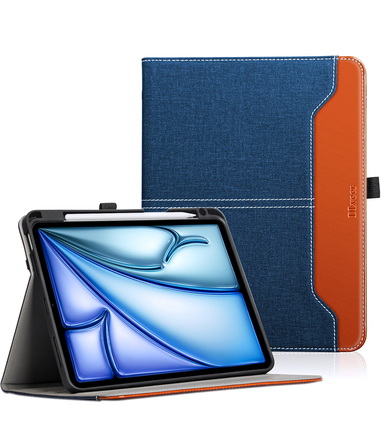 DLveer Case for iPad Air 4th 10.9 2020, Soft Tpu Protect Cover for iPad Air 4th Generation with Auto Wake/Sleep Function,PU Leather Document Pocket,Multiple Angles for iPad 10.9 Inch,Blue
