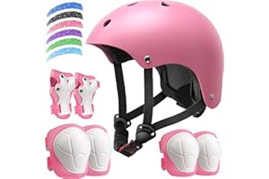 DARME Kids Bike Helmet Set, Adjustable Helmet for Ages 2-3-5-8-14 Year Boys Girls, Toddler Pad Set with Knee and Elbow Pads for Bike, Roller, Skating, Scooter, Longboard and More Sports, 6 Color