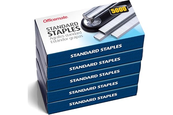 Officemate Standard Staples, 5 Boxes General Purpose Staple, 5000 Staples/Box (91925)
