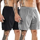 MIER 2 Pack Men's Quick-Dry Athletic/Soccer/Basketball Shorts Without Pockets No Liner Running Workout Training Active
