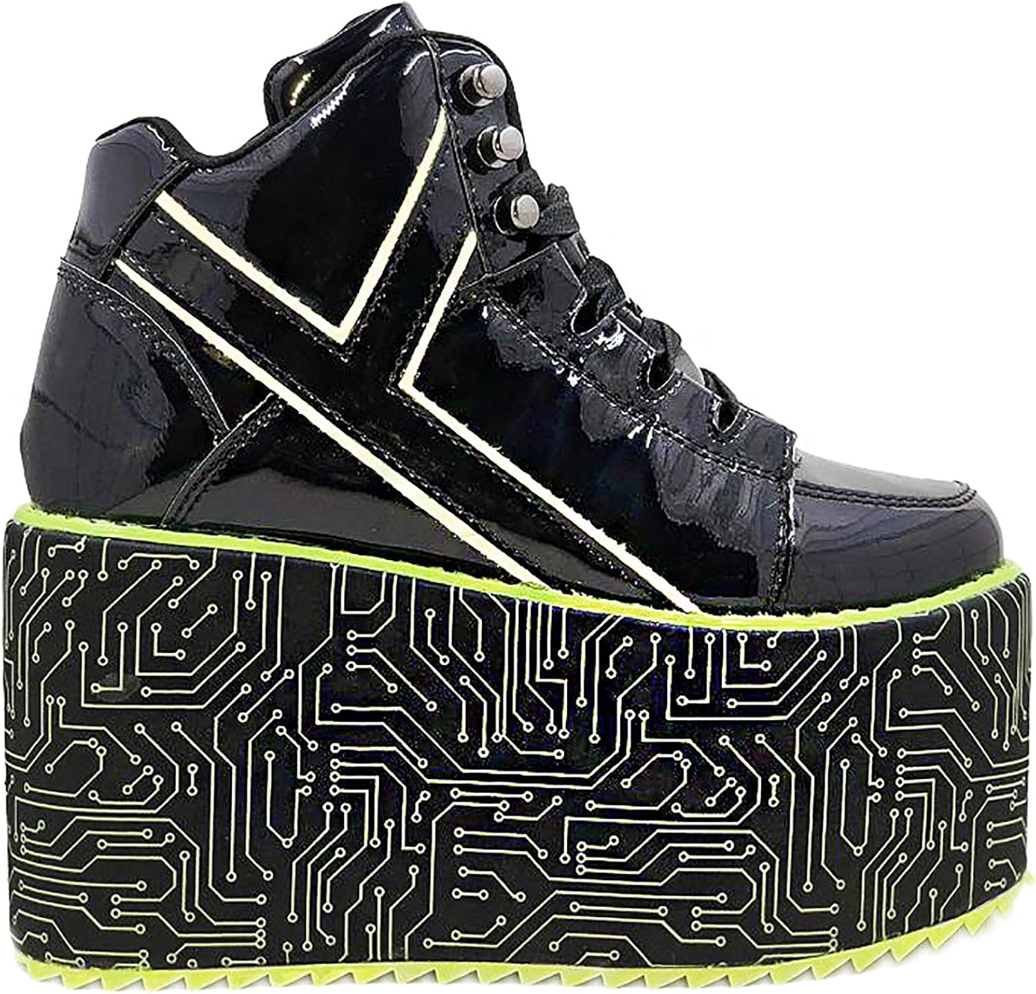 neon green platform sneakers