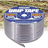 FULAIERGD 1640FT 5/8" Drip Irrigation Tape - 8 Mil 0.5 GPH 6" Spacing | Silver Reflective Anti-Bird Pecking Drip Tape, UV Resistant Heat-Safe for Seedlings, Ideal for Garden Farm Greenhouse Patio