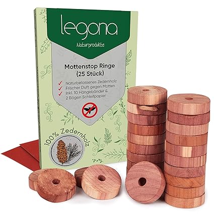Legona 25x Natürlicher Bio Mottenschutz aus Zedernholz / 100% Naturprodukt - Chemiefreie Mottenfalle/Erstklassige Mottenabweh