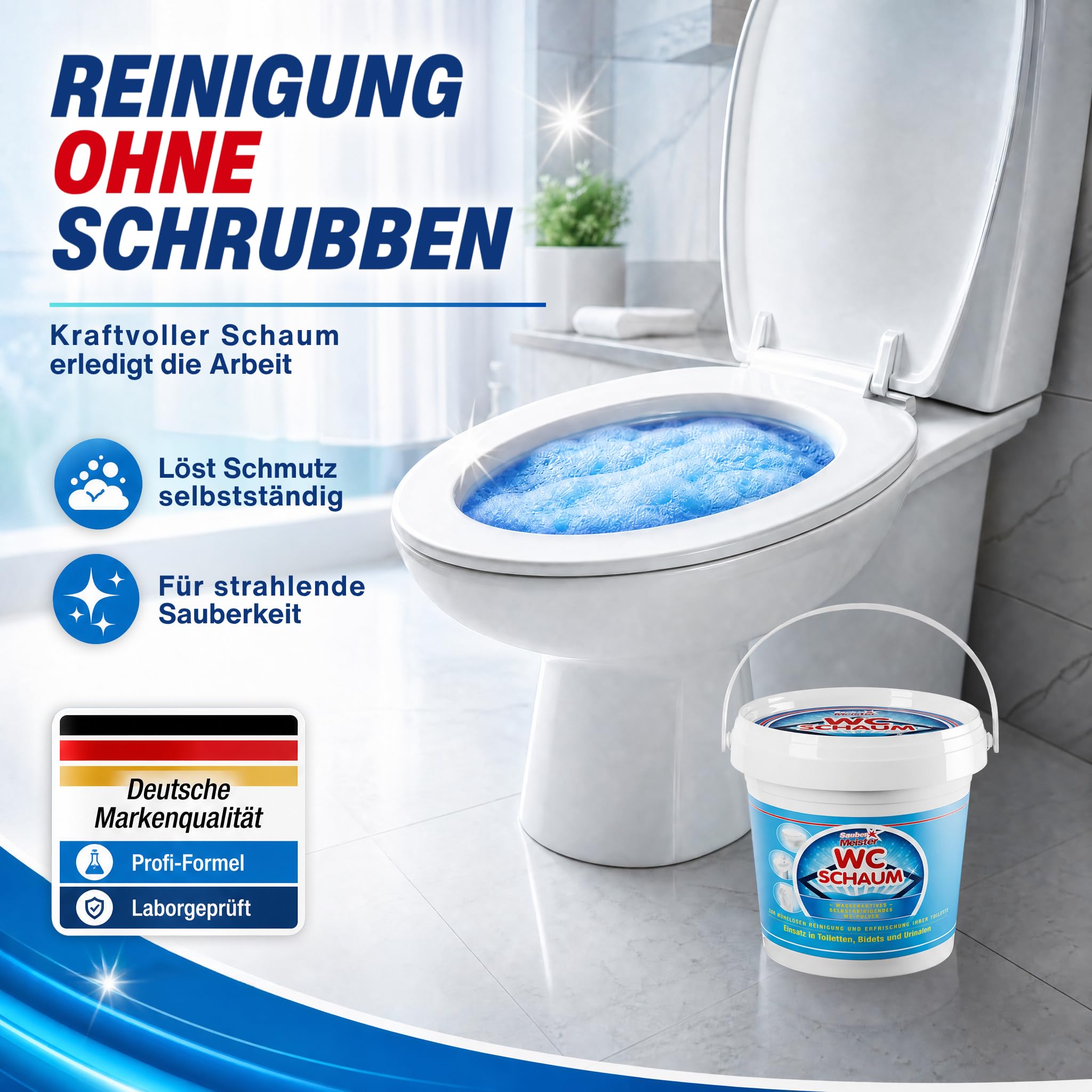 Sauber Meister WC Schaum Toiletten-Reinigungsschaum Pulver, 1000 g 2