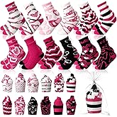 Halfchet Valentine's Day Fuzzy Cupcake Socks Warm Sleeping Sock Stocking Stuffer Gift for DIY Winter Fall Party Xmas Gift Set