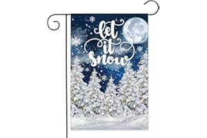 Avezano Let it Snow Winter Garden Flag Merry Christmas White Snow Forest Yard Flag Holiday Farmhouse Outdoor Decoration Vertical Double Sided Garden Flags 12"x18"