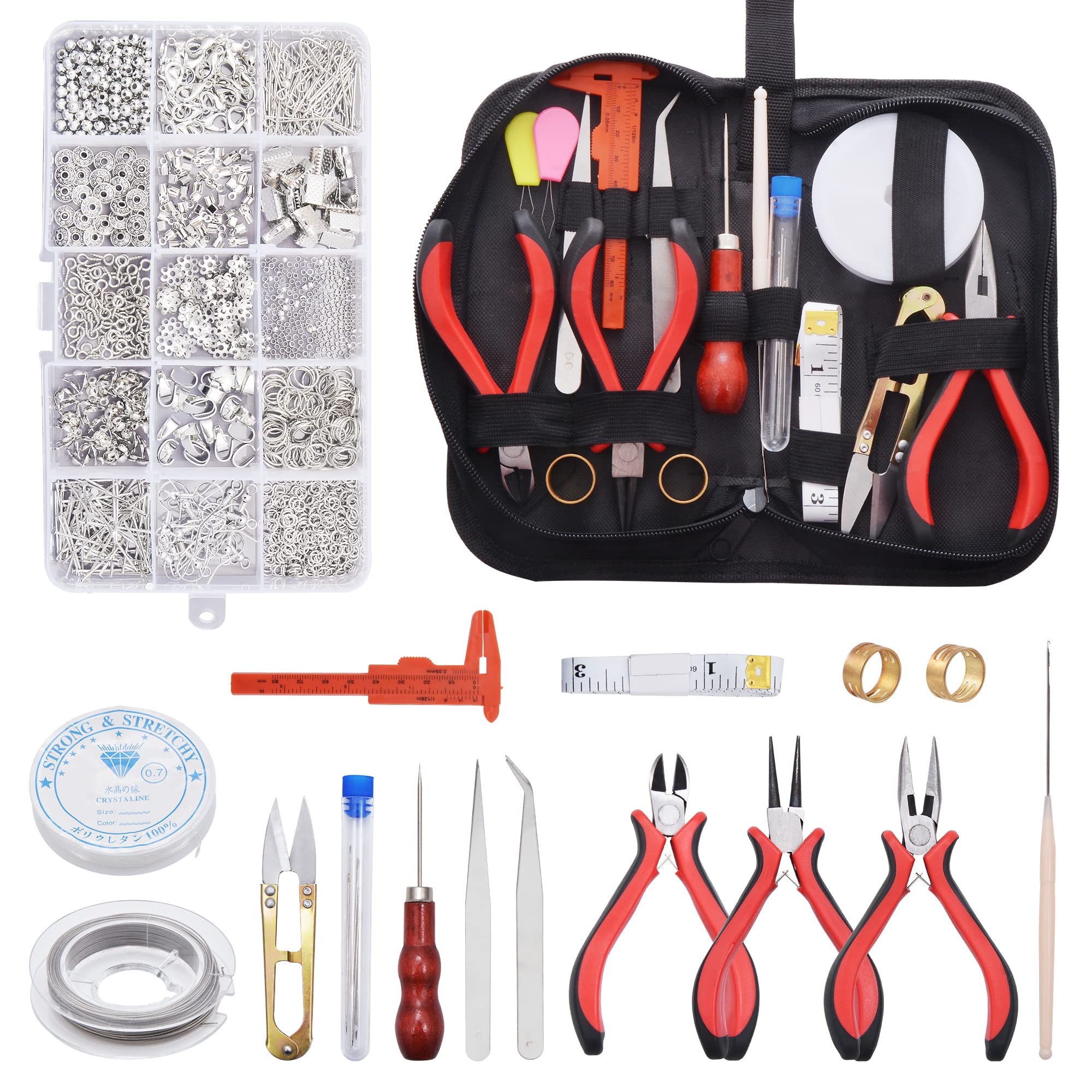 Zalava Jewellery Making Kit, Jewelry Making Supplies, Includes 1300 Pcs Jewellery Findings and 17Pcs Jewellery Making Tools for Bracelets Necklace Earrings Making and Repair, DIY Handmade