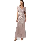 Adrianna Papell Women's Foiled Mesh Draped Gown