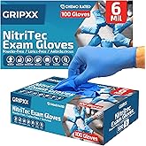 London Labs Heavy Duty 6 Mil Blue Nitrile Gloves Disposable Latex & Powder Free -Extra Stretchy Fentanyl Safe |Medical,First Aid Kit,EMT|Food Safe Rubber Gloves for Cooking & Cleaning| Pack of (200)