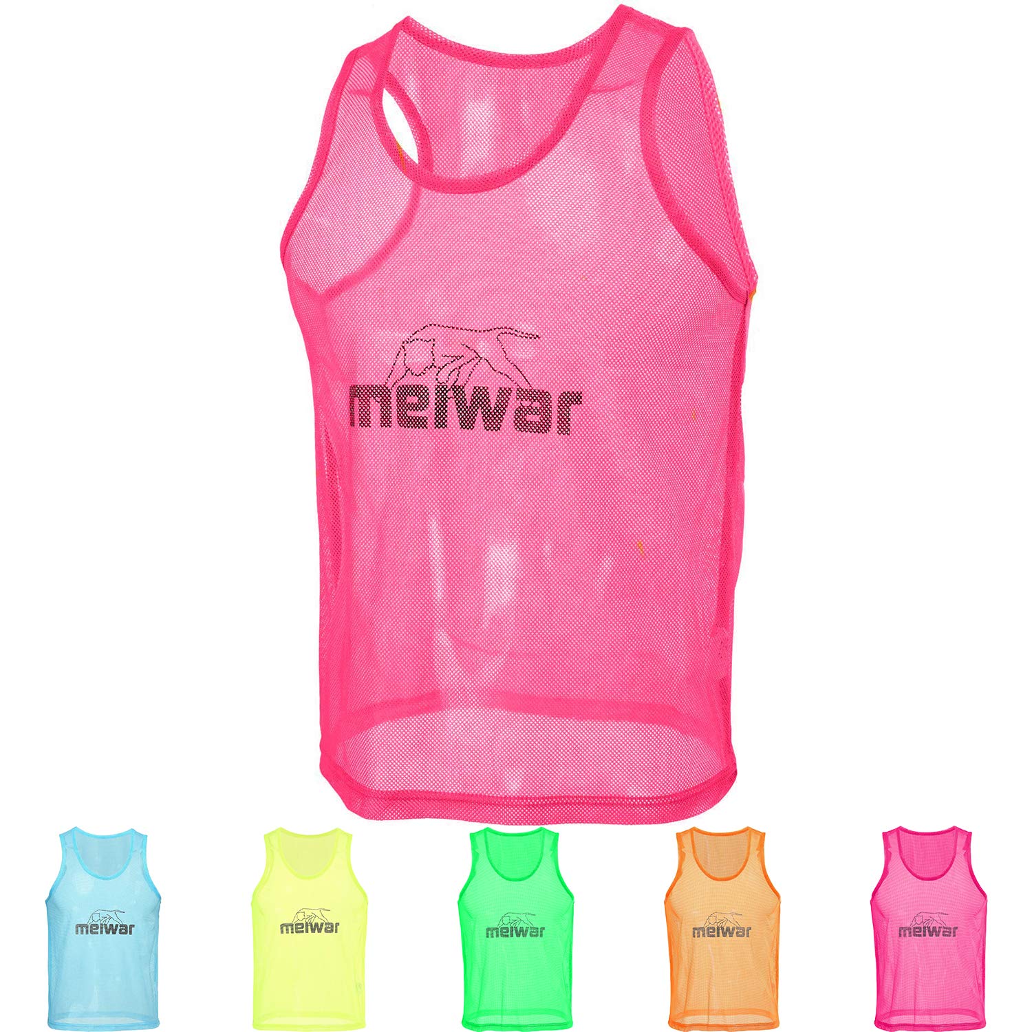meiwar Football Bibs - Sports Bibs | Mesh Bib for Training, Sport, Rugby, Basketball | Pack of 10 | for Adults and Kids |Pink XL
