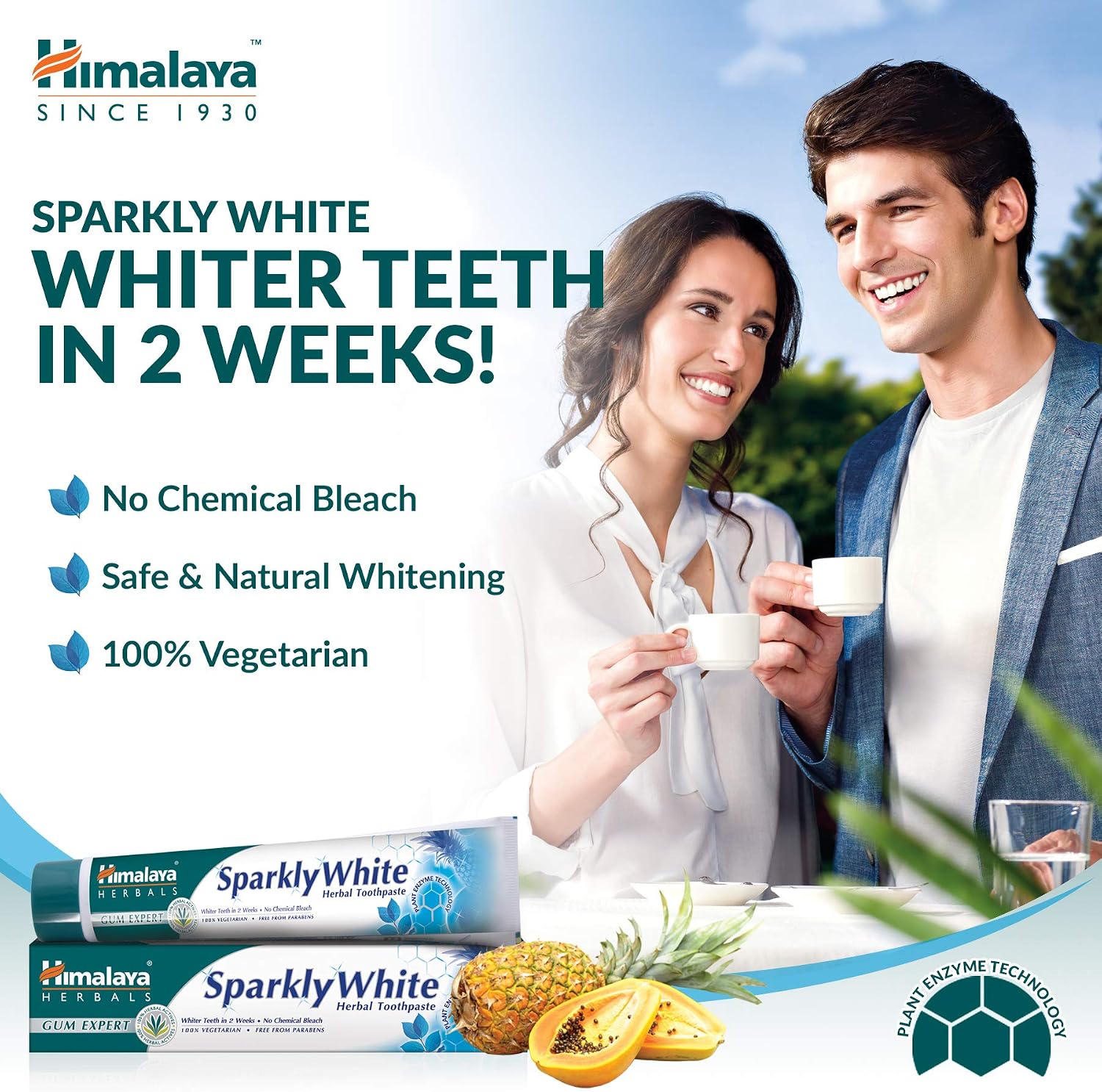 Himalaya Herbals “Sparkly White” Herbal Toothpaste * Whiter Teeth in 2 Weeks * with Advanced Plaque Removal, Chemical Free - Image 3