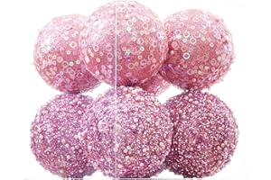 ChrisWish 8CT Christmas Ball Ornaments, Pink Christmas Ball Decorations Shatterproof Plastic Hanging Pearl Balls for Holiday Party(90mm/3.54")