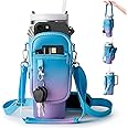 linmaya Water Bottle Carrier Bag with Phone Pocket for Stanley Cup 40/30oz,Insulated Neoprene Water Bottle Holder Cross-boday Bag with Adjustable Shoulder & Handheld Strap Stanley Cup Accessories
