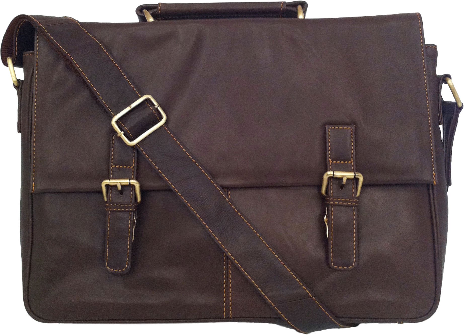 Unicorn Real Leather Brown 16.4" Laptop Bag Messenger #9L