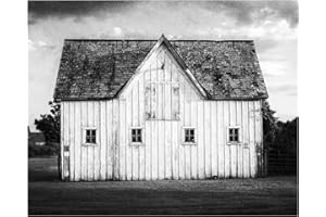 Lisa Russo Fine Art - Black and White Wall Art 8x10” Barn Landscape Print for Modern Farmhouse Decor - Rustic Country Farm Artwork - Not Framed