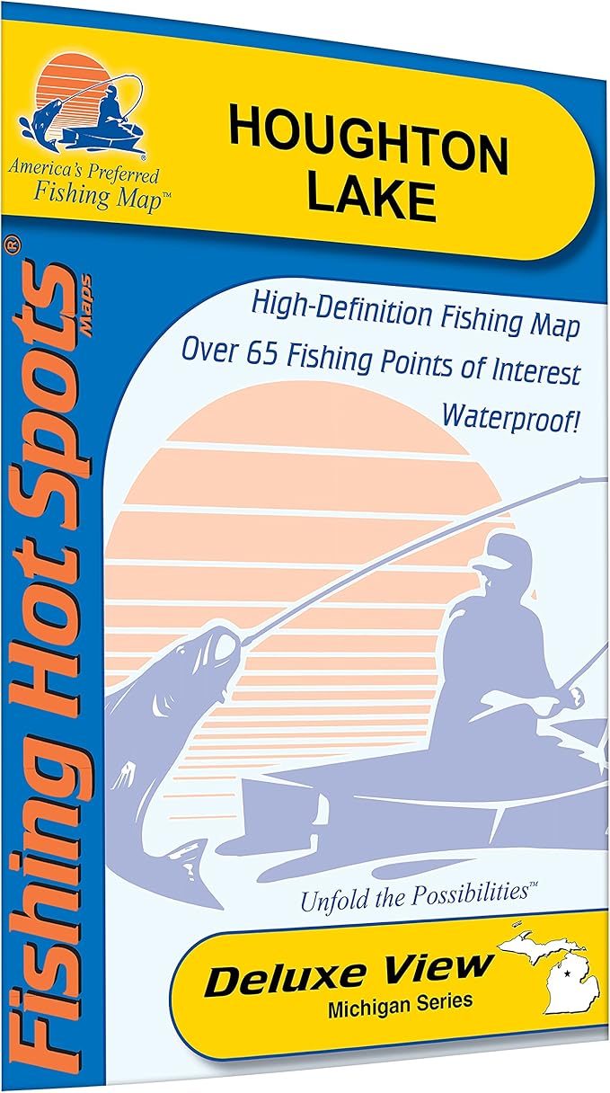 Houghton Lake Fishing Map Sports & Outdoors