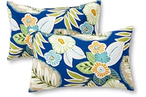 Greendale Home Fashions Outdoor Rectangle Throw Pillow (Set of 2), Magnolia Floral 2 Count