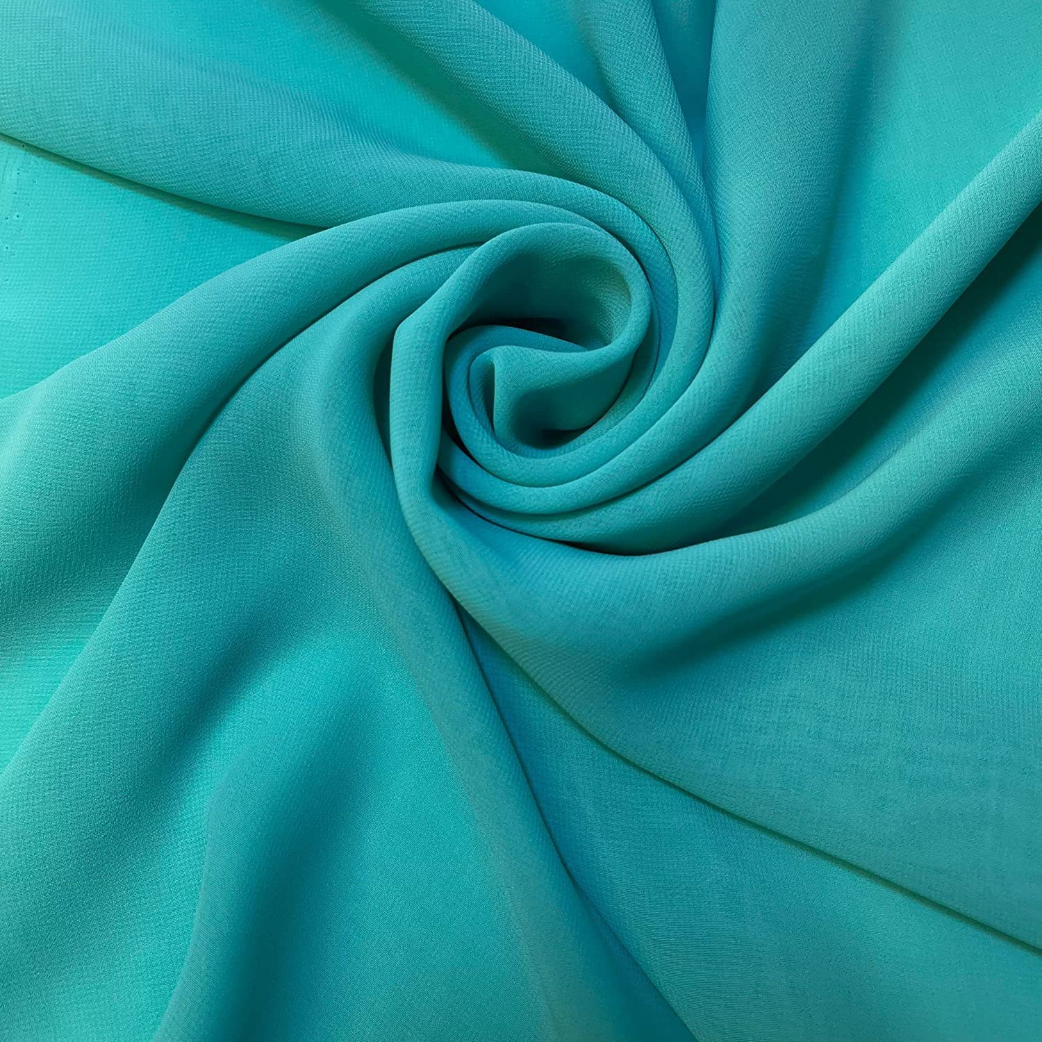 Clearance Chiffon Sheer Fabric Plain Soft Polyester Wedding Arch Dress Craft Material 44" - 112 cm Wide Sold As Pre - Cut Lengths (2 Meter, Turquoise)