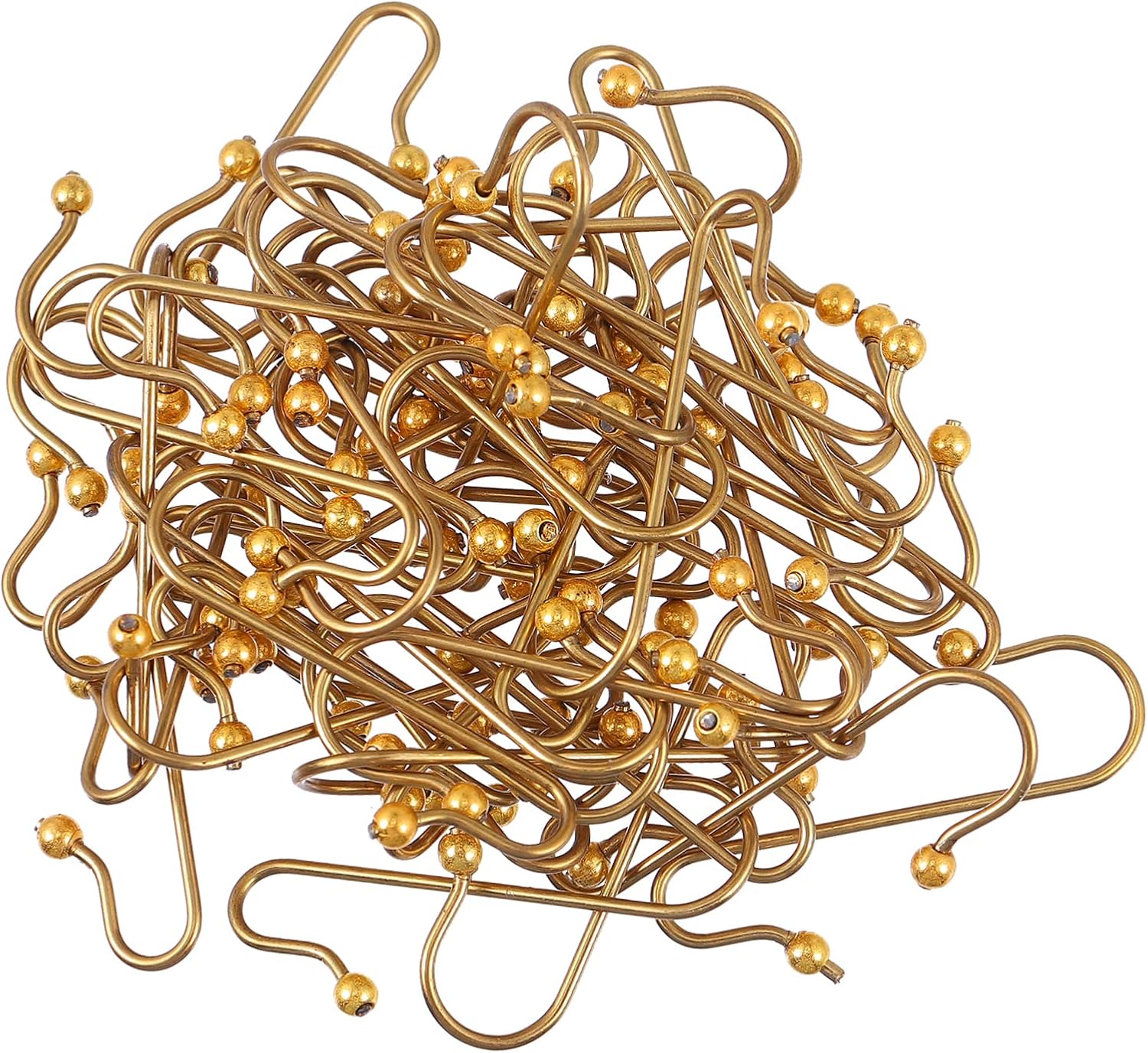 Ornament Hooks - DOITOOL 50pcs Hook up Wire Ornament Hangers Metal Ornament Hooks Metal Hangers Heavy Duty Christmas Tree Hooks Christmas Metal Hangers Santa Socks Holder Multi-Functional Hooks Golden Gold