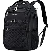 KROSER Travel Laptop Backpack 17 Inch Large Computer Backpack Water-Repellent Daypack with USB Charging Port RFID Pockets for Work/Business/College/Men/Women(Quilted)