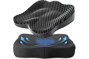 TSMERTOR Cooling Seat Cushion, Thickened Big Gel Seat Cushion for Long Sitting, Support for Sciatica & Back Pain Relief, Breathable Chair Seat Pads Cushion for Office Chair, Car, Wheelchair, Kayak, Stadium