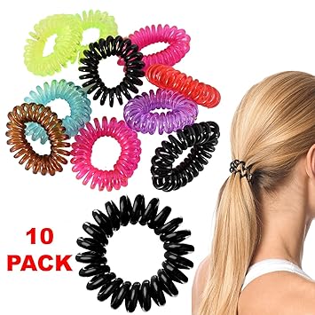 Kids Girls Teens 10pcs Spiral Hair Bobble Bands Rope Elastic