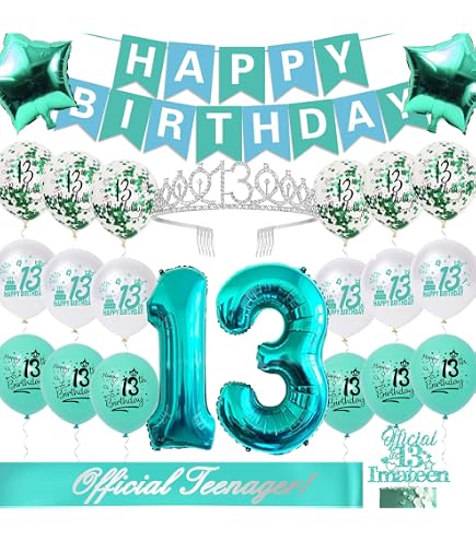 Happy 13th Birthday Banner Backdrop - 6x4 Ft Green & Silver Decor For Teen Party, With Hanging Ribbon - View #8