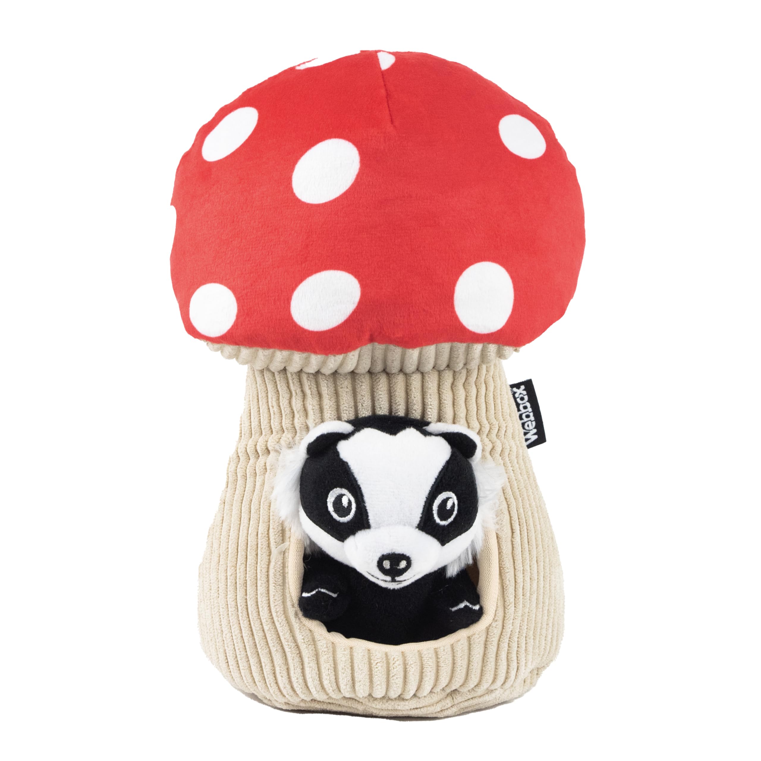 Webbox Basil the Badger & Mushroom House Dog Toy - Plush with Interactive Treat Hiding Puzzle