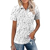 LOMON Womens Golf Polo Shirts Summer Short Sleeve 1/4 Zip Tops Moisture Wicking Casual Tennis Activewear with Pockets