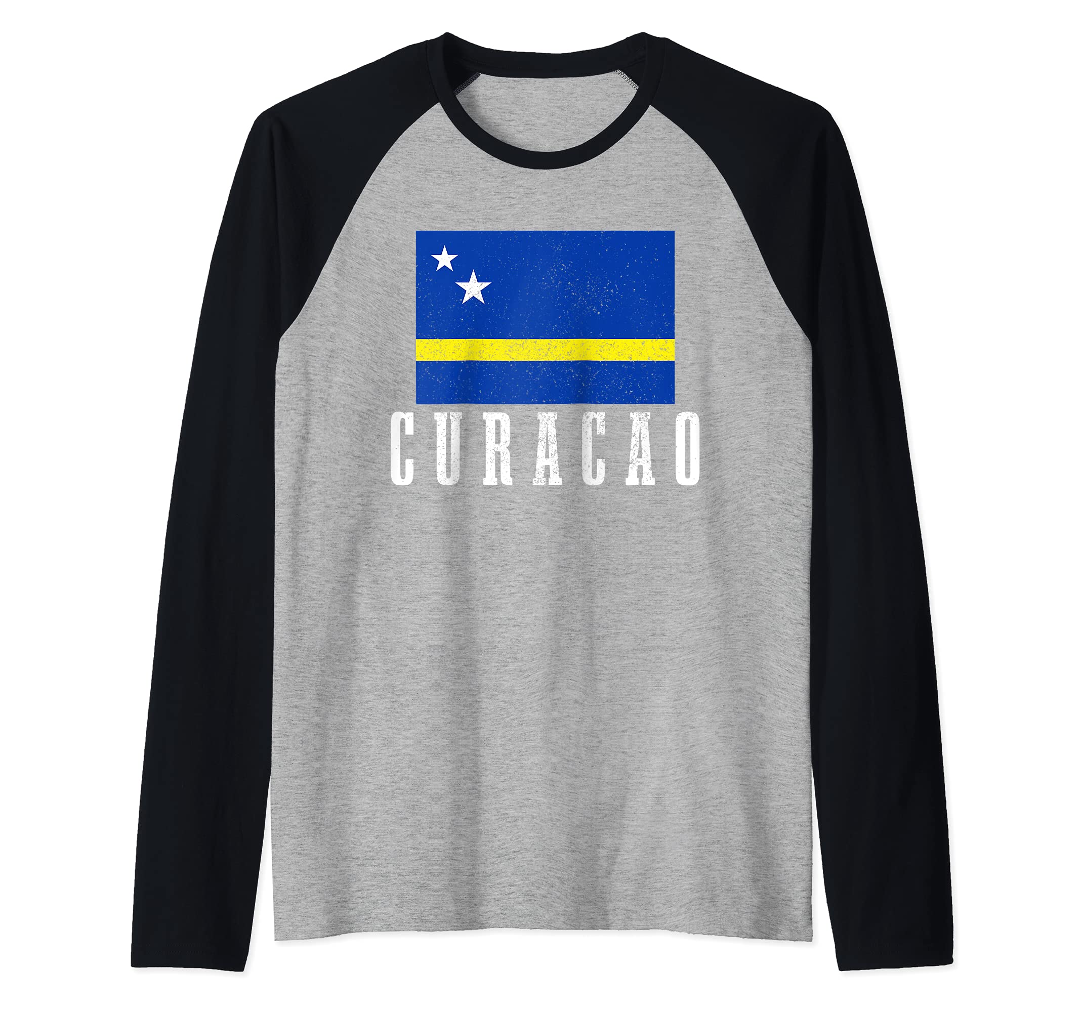 Curacao Flag Pride Caribbean Raglan Baseball Tee