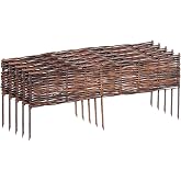 Relaxdays Willow Garden Border Set of 5, 20x100 cm, Push-In, for Flowerbeds &amp; Lawns, Brown