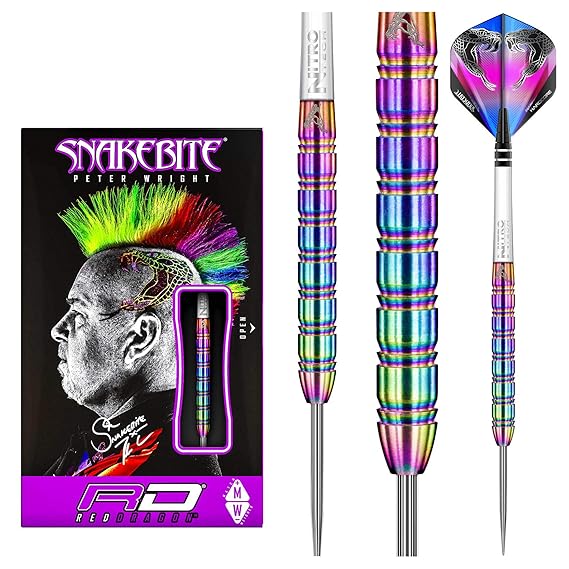 Red Dragon Peter Wright Snakebite 1: 22g oder 24g Tungsten Darts mit Flights und Schäfte