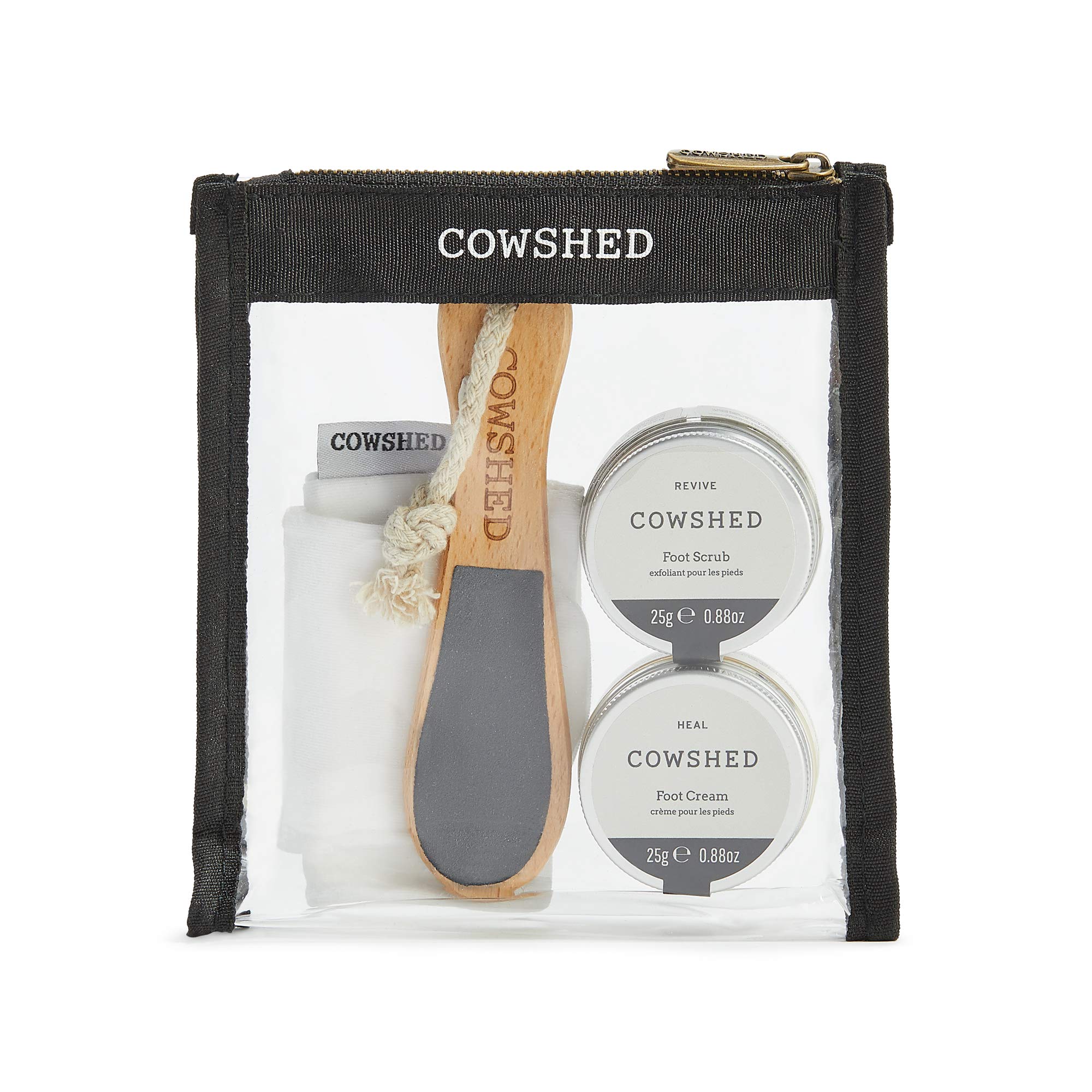 Cowshed Pedicure Kit | Revive Foot Scrub 25g - Heal Foot Cream 25g - Moisturising Overnight Pedicure Socks - Foot File | Feet Care Gift Set - Travel Size Pedicure Set for Overworked Feet