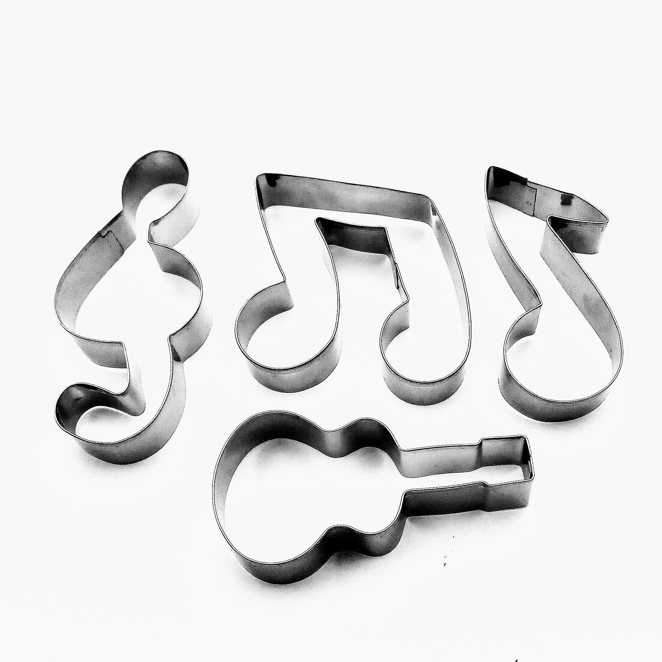Music Notes Signs Symbol Guitar Fondant Biscuit Baking Cookie Cutter 4 pcs Set