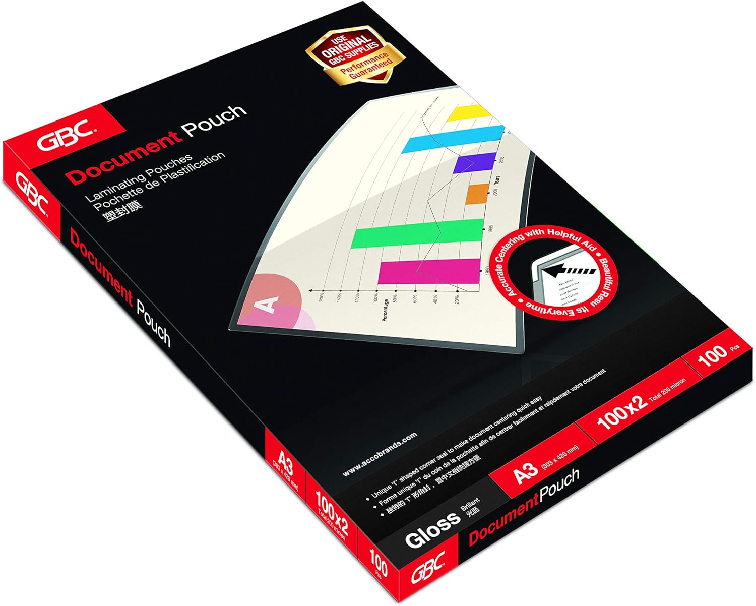 GBC Laminating Pouches Premium Quality 200 micron A3 (Pack of 100