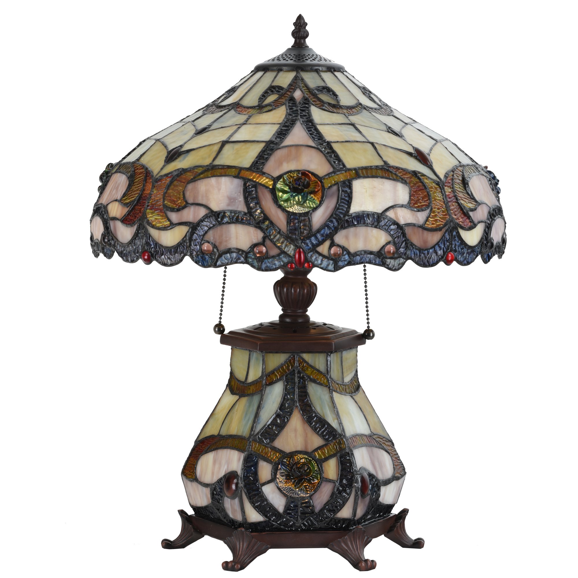 Cloud Mountain Tiffany Style Table Lamp Victorian Jeweled Desk Lamp