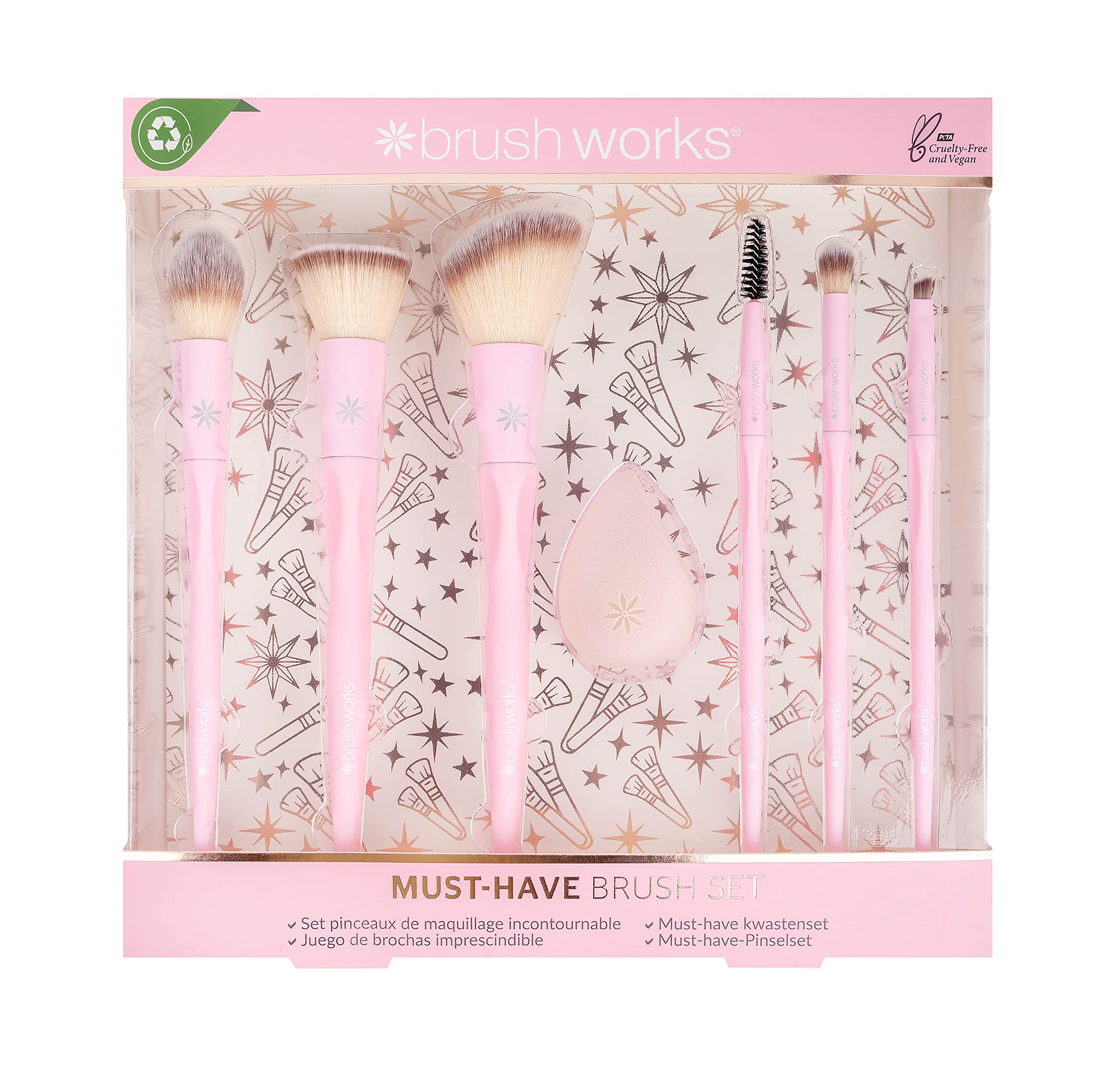 Brushworks Must-Have Brush Set, Pink, One Size